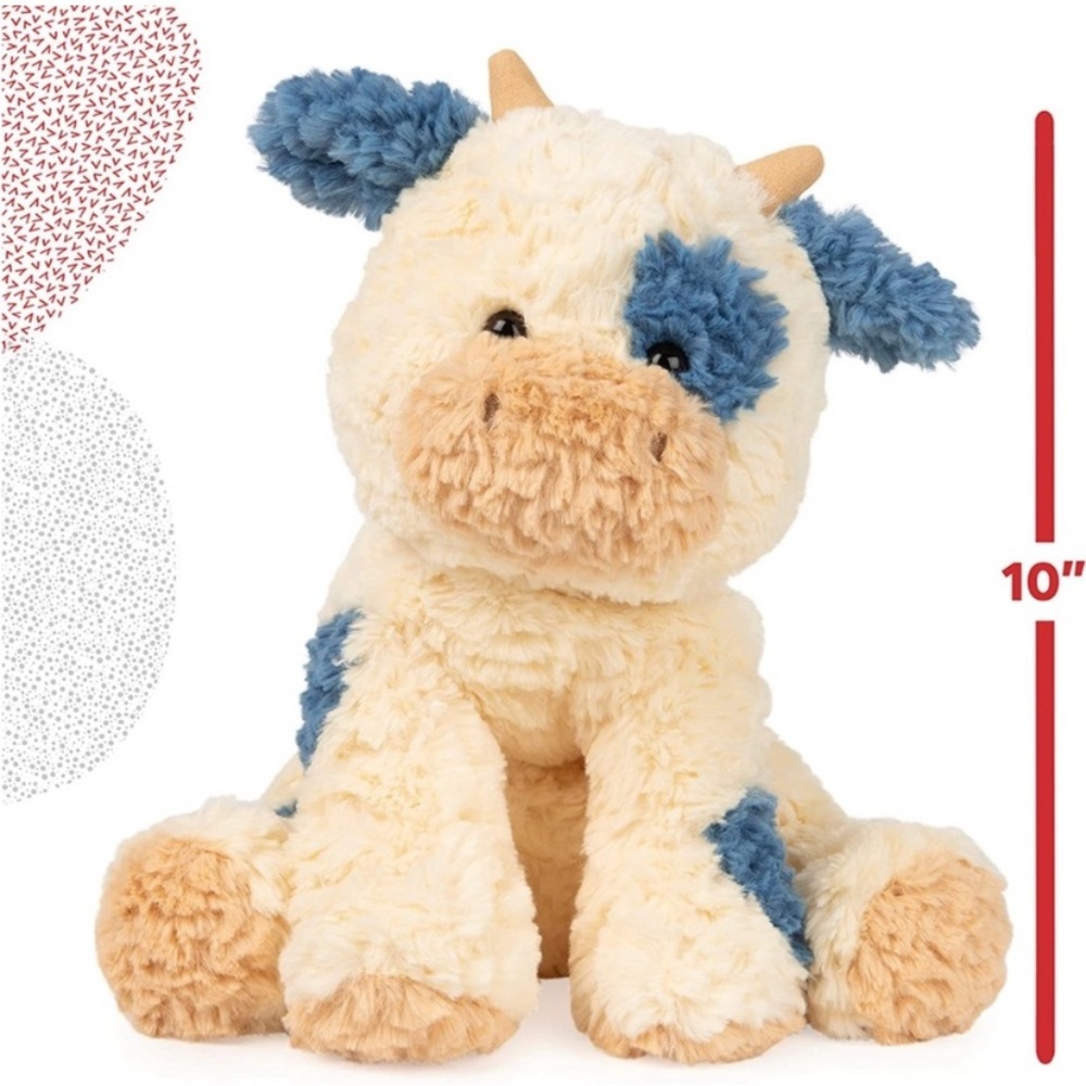Gund Cream and Blue Plush Cow Stuffed Animal